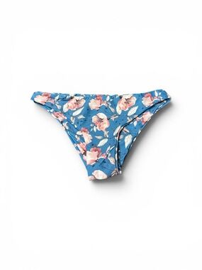 Ama Bikinis Blue Floral Bottoms with Pink Accents